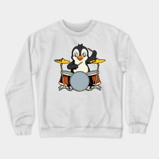 Cartoon penguin playing drums Crewneck Sweatshirt